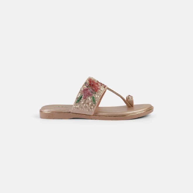 Mochi Women Peach Ethnic Slip Ons (SKU: 35-2374-80-36)