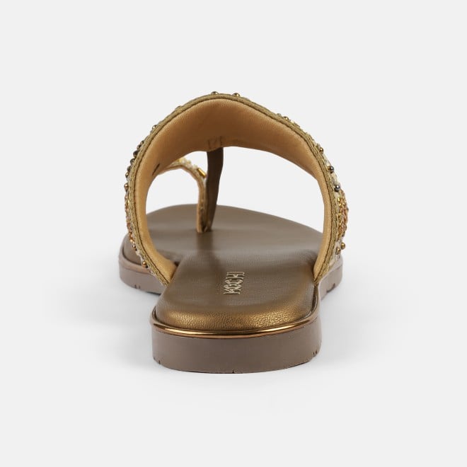 Mochi Women Antic-gold Ethnic Slip Ons (SKU: 35-2374-28-36)