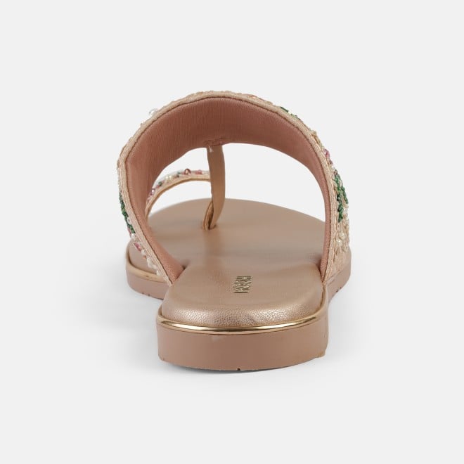 Mochi Women Peach Ethnic Slip Ons (SKU: 35-2374-80-36)