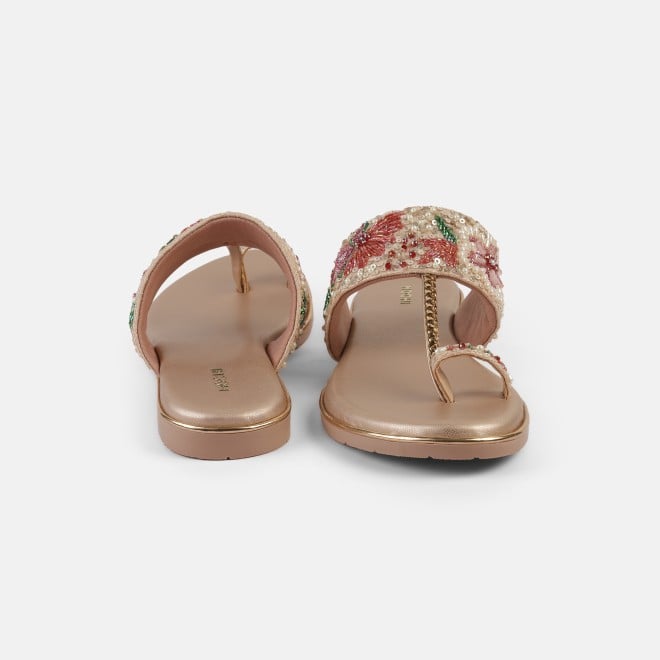 Mochi Women Peach Ethnic Slip Ons (SKU: 35-2374-80-36)