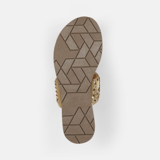 Mochi Women Antic-gold Ethnic Slip Ons (SKU: 35-2374-28-36)