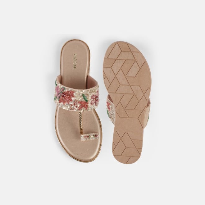 Mochi Women Peach Ethnic Slip Ons (SKU: 35-2374-80-36)