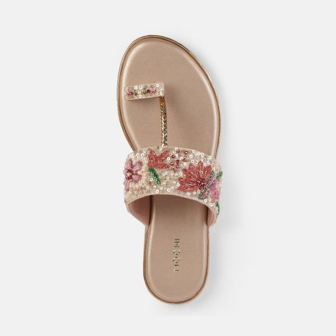 Mochi Women Peach Ethnic Slip Ons (SKU: 35-2374-80-36)