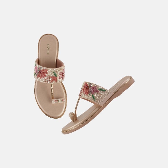 Mochi Women Peach Ethnic Slip Ons (SKU: 35-2374-80-36)