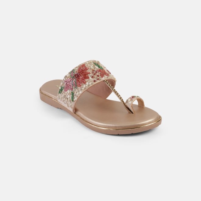 Mochi Women Peach Ethnic Slip Ons (SKU: 35-2374L-80-42)