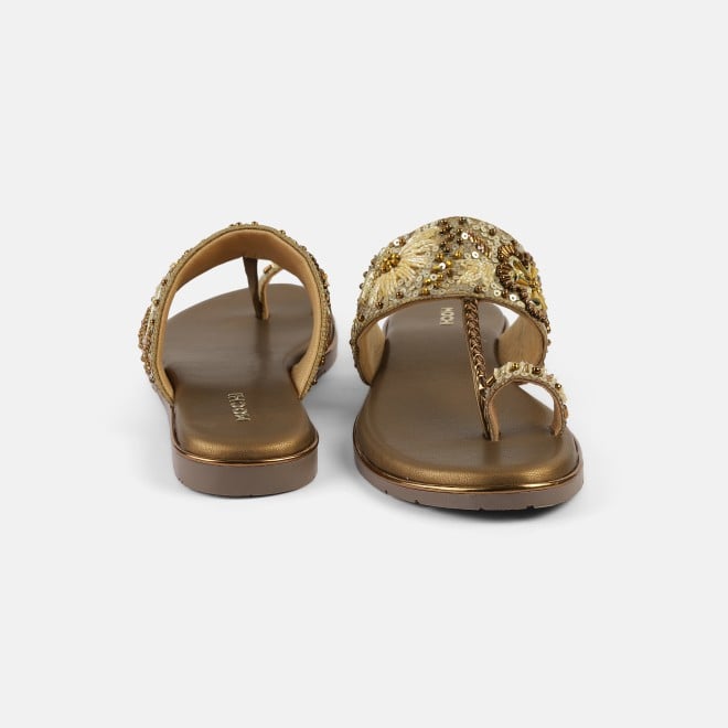 Mochi Women Antic-gold Ethnic Slip Ons (SKU: 35-2374L-28-42)