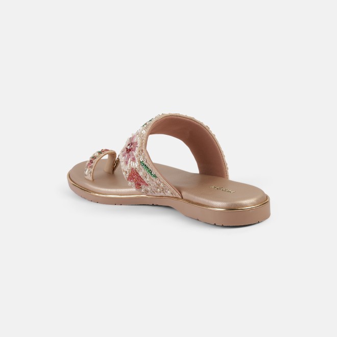 Mochi Women Peach Ethnic Slip Ons (SKU: 35-2374L-80-42)