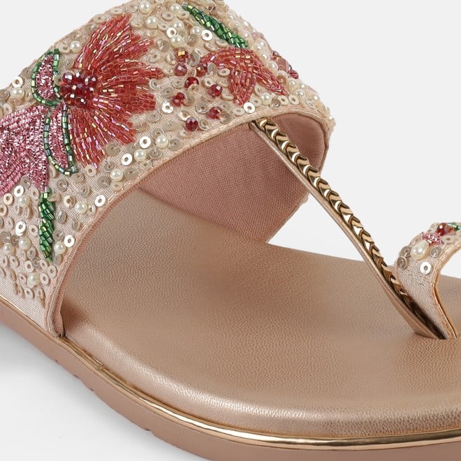 Mochi Women Peach Ethnic Slip Ons (SKU: 35-2374L-80-42)