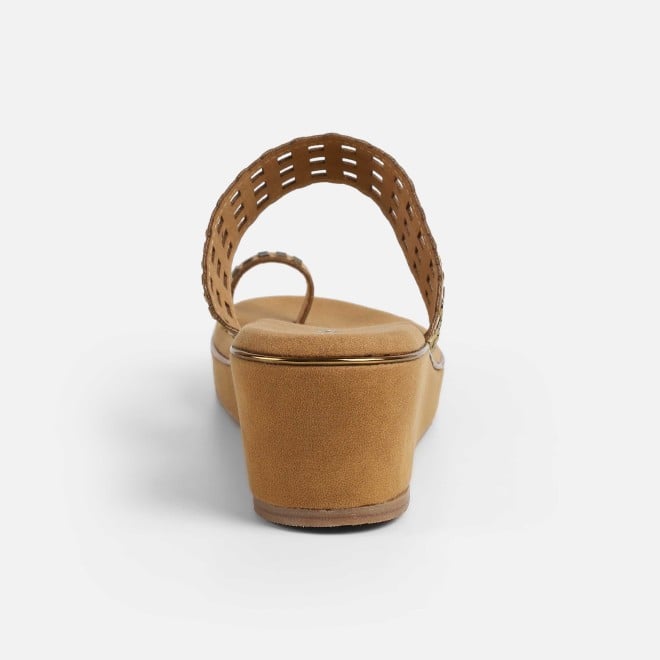 Mochi Women Antic-gold Ethnic Slip Ons (SKU: 35-2388-28-36)