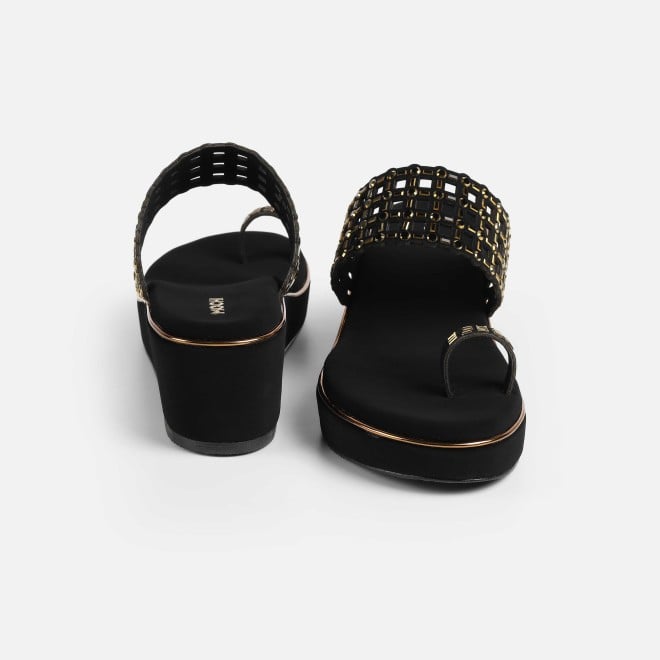 Mochi Women Black Ethnic Slip Ons (SKU: 35-2388-11-36)
