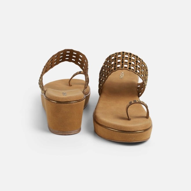 Mochi Women Antic-gold Ethnic Slip Ons (SKU: 35-2388-28-36)