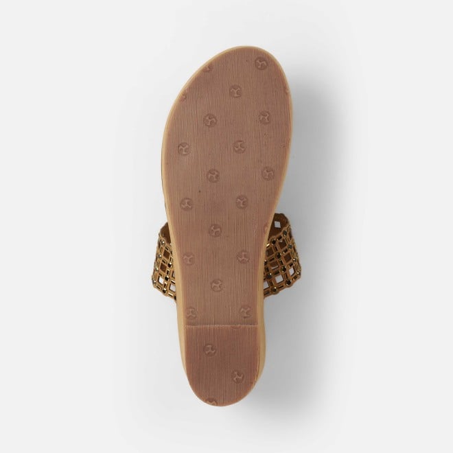 Mochi Women Antic-gold Ethnic Slip Ons (SKU: 35-2388-28-36)