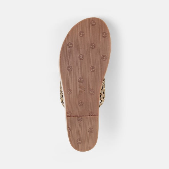 Mochi Women Beige-gold Ethnic Slip Ons (SKU: 35-2388-51-35)