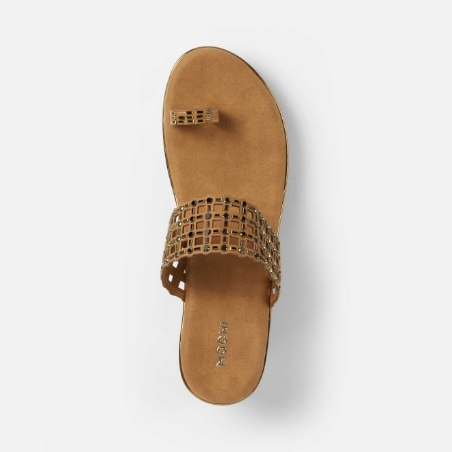 Mochi Women Antic-gold Ethnic Slip Ons (SKU: 35-2388-28-36)