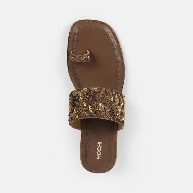 Mochi Women Bronze Ethnic Slip Ons (SKU: 35-2389-46-36)