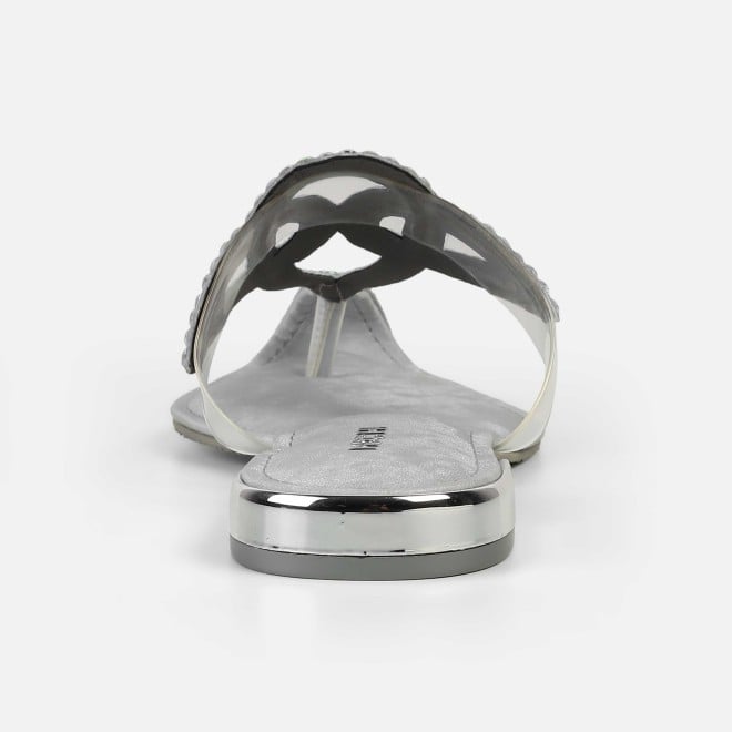 Mochi Women Silver Party Slip Ons (SKU: 35-2407-27-36)