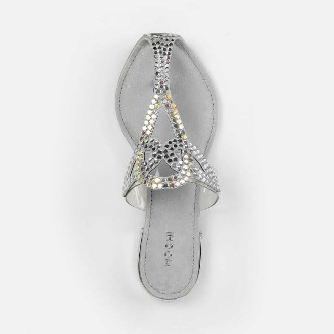 Mochi Women Silver Party Slip Ons (SKU: 35-2407-27-36)