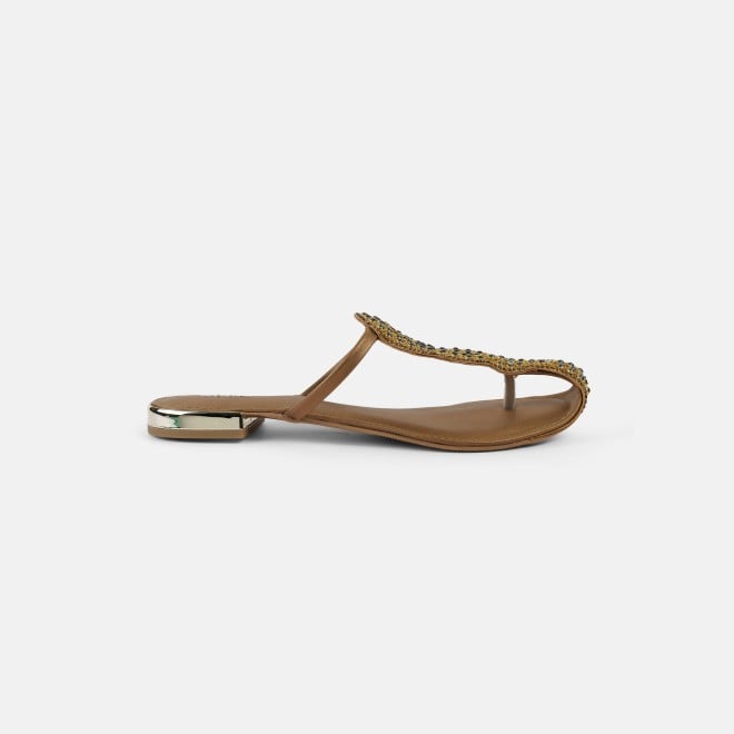 Mochi Women Antic-gold Ethnic Slip Ons (SKU: 35-2408-28-36)