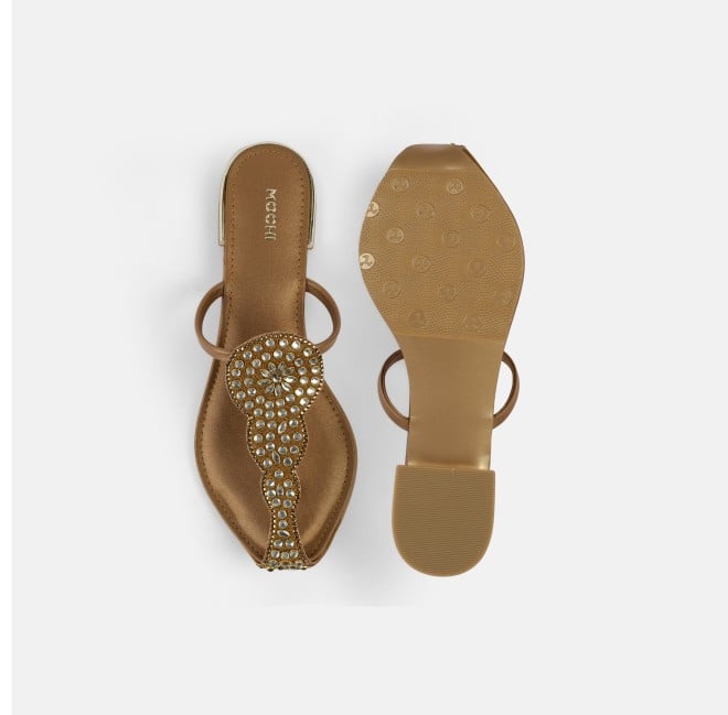 Mochi Women Antic-gold Ethnic Slip Ons (SKU: 35-2408-28-36)