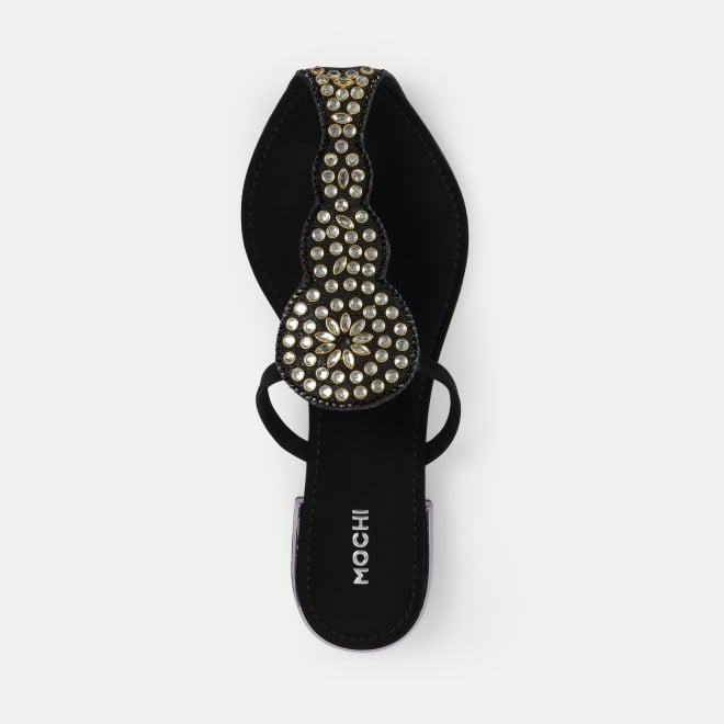 Mochi Women Black Ethnic Slip Ons (SKU: 35-2408-11-36)