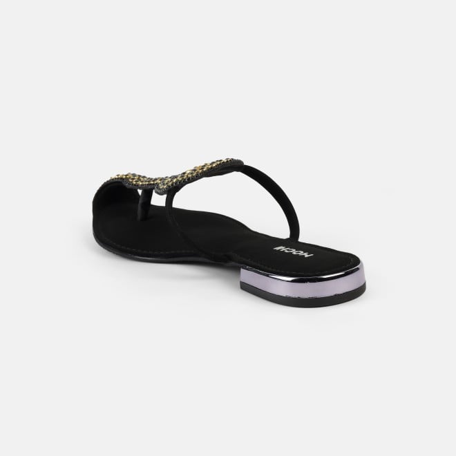 Mochi Women Black Ethnic Slip Ons (SKU: 35-2408-11-36)