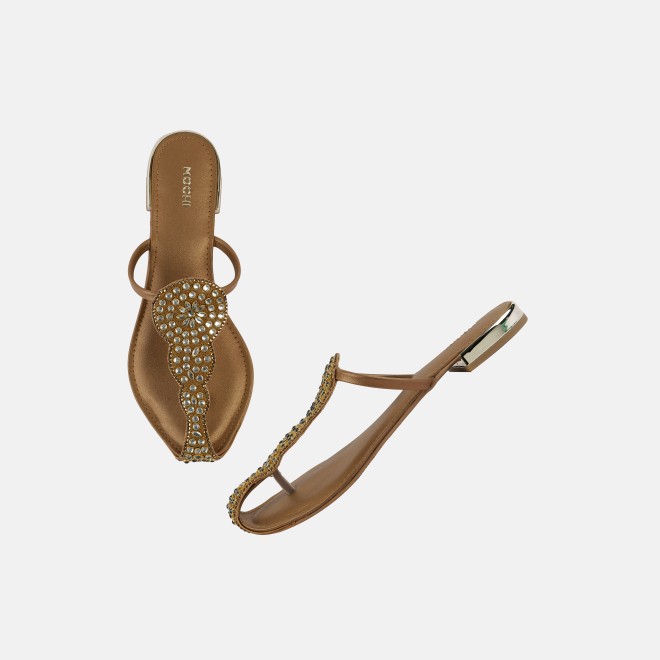 Mochi Women Antic-gold Ethnic Slip Ons (SKU: 35-2408-28-36)