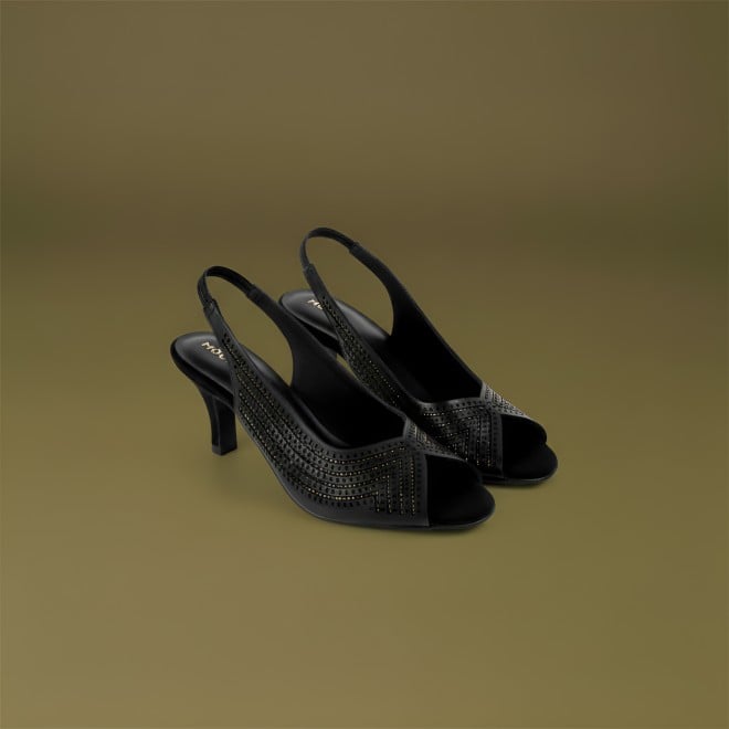 Mochi Women Black Party Sandals (SKU: 35-2426-11-36)