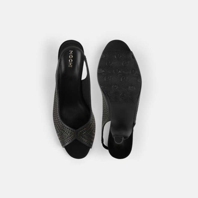 Mochi Women Black Party Sandals (SKU: 35-2426-11-36)