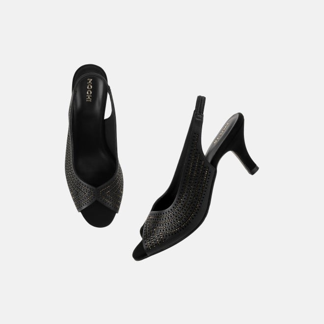 Mochi Women Black Party Sandals (SKU: 35-2426-11-36)