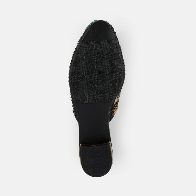 Mochi Women Black Ethnic Slip Ons (SKU: 35-2429-11-37)