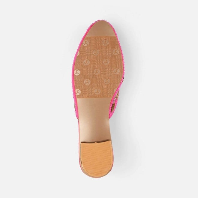 Mochi Women Pink Ethnic Slip Ons (SKU: 35-2429-24-36)