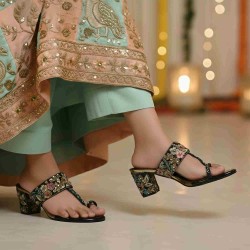 Buy Mochi Women Black Ethnic Slip Ons Online | SKU: 35-2430-11-36