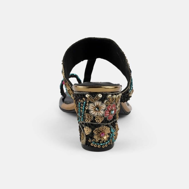 Mochi Women Black Ethnic Slip Ons (SKU: 35-2430-11-36)