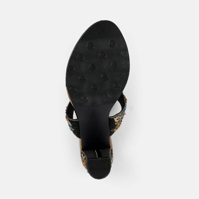 Mochi Women Black Ethnic Slip Ons (SKU: 35-2430-11-36)