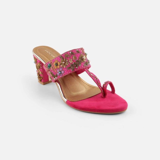 Mochi Women Pink Ethnic Slip Ons (SKU: 35-2430-24-37)