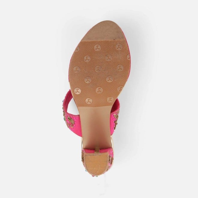 Mochi Women Pink Ethnic Slip Ons (SKU: 35-2430-24-37)