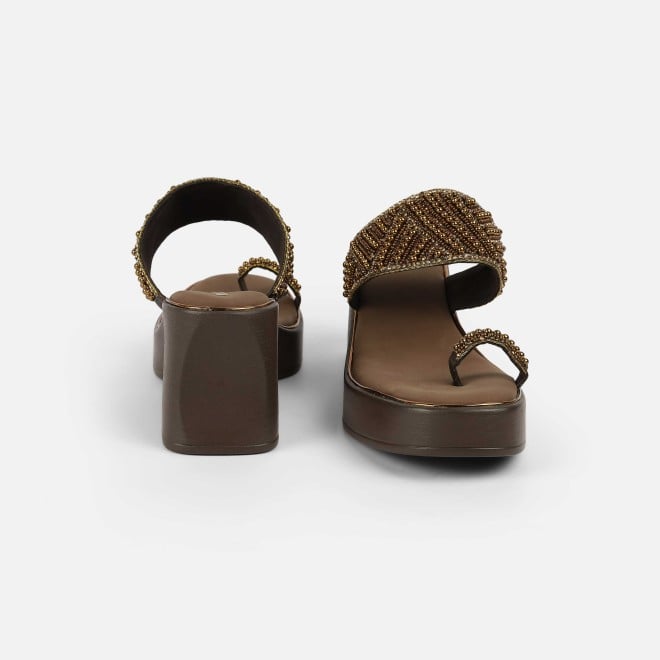 Mochi Women Antic-gold Ethnic Slip Ons (SKU: 35-2431-28-36)