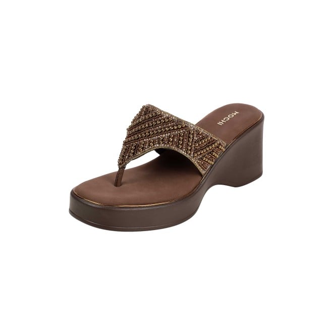 Mochi Women Antic-gold Ethnic Slip Ons (SKU: 35-2434-28-36)