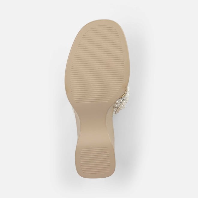 Mochi Women Beige-gold Ethnic Slip Ons (SKU: 35-2434-51-36)