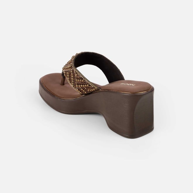 Mochi Women Antic-gold Ethnic Slip Ons (SKU: 35-2434-28-36)