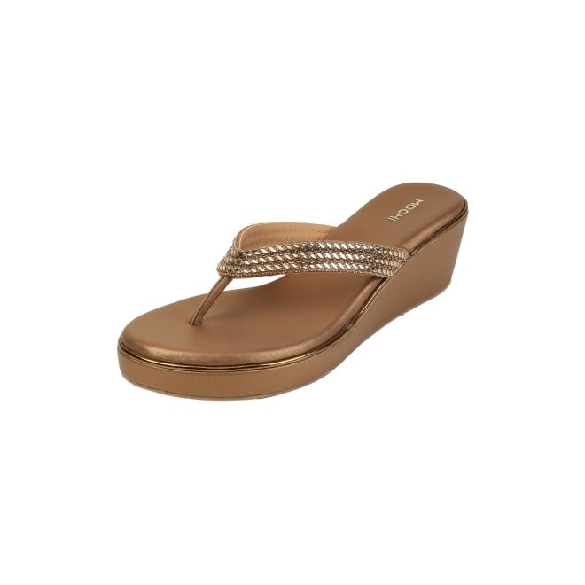 Mochi Women Antic-gold Party Slip Ons (SKU: 35-2435-28-36)