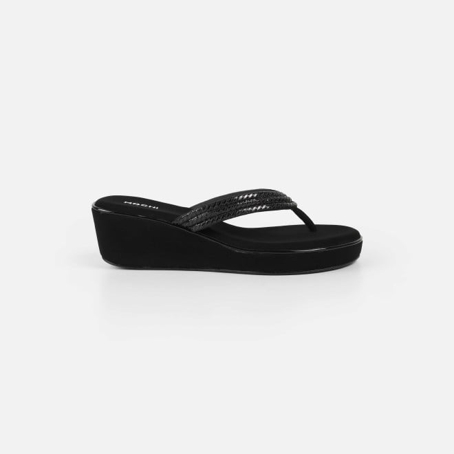 Mochi Women Black Party Slip Ons (SKU: 35-2435-11-36)