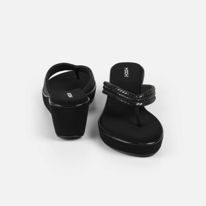 Mochi Women Black Party Slip Ons (SKU: 35-2435-11-36)