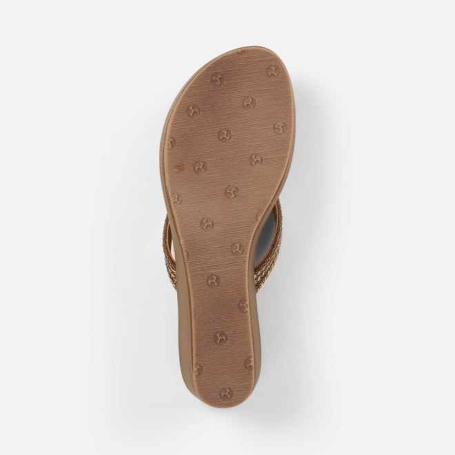 Mochi Women Antic-gold Party Slip Ons (SKU: 35-2435-28-36)