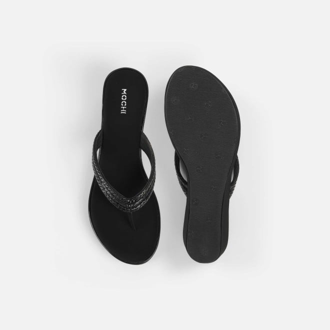 Mochi Women Black Party Slip Ons (SKU: 35-2435-11-36)