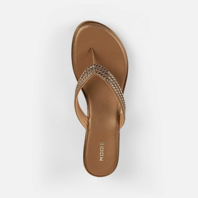 Mochi Women Antic-gold Party Slip Ons (SKU: 35-2435-28-36)