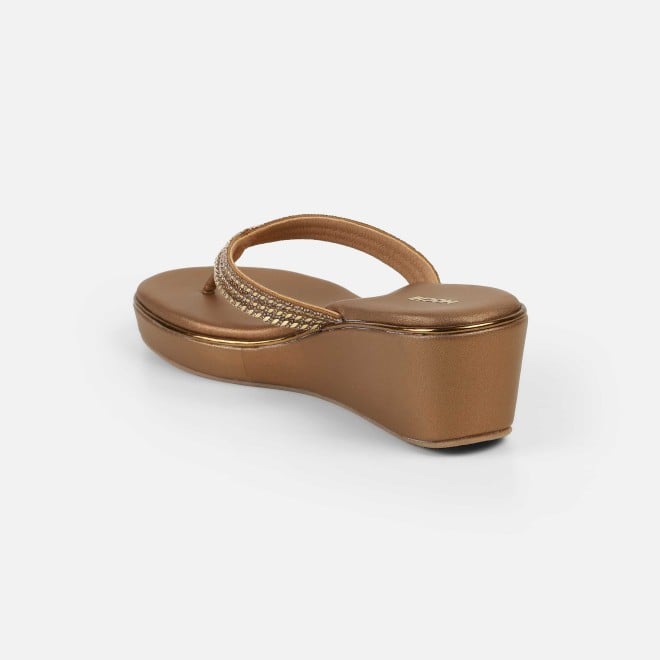 Mochi Women Antic-gold Party Slip Ons (SKU: 35-2435-28-36)