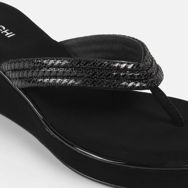 Mochi Women Black Party Slip Ons (SKU: 35-2435-11-36)