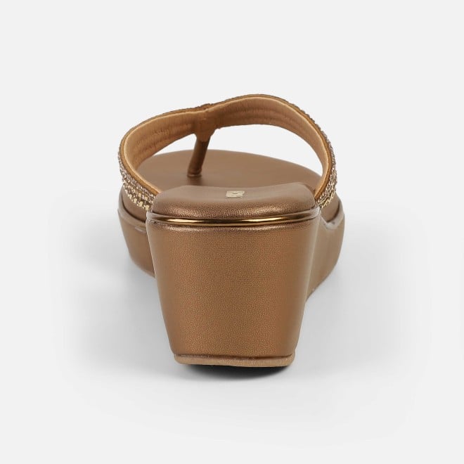 Mochi Women Antic-gold Party Slip Ons (SKU: 35-2435L-28-42)