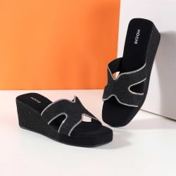 Women Black Ethnic Slip Ons
